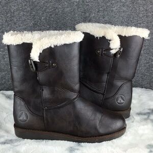 Airwalk Chocolate Brown Faux Fur Lined Boots Size 8.5